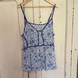 Knox Rose Blue and White Floral Camisole